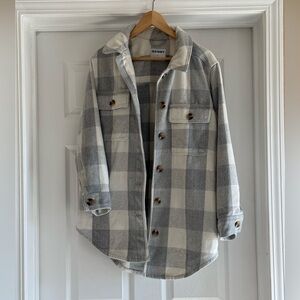 Old Navy Gray and White Plaid Shacket